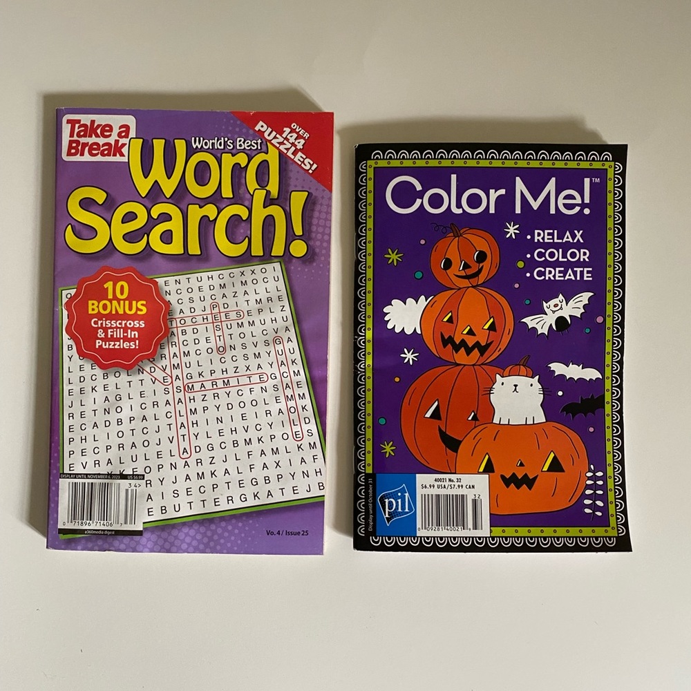 Take a Break Word Search Vol 4, Issue 25 & Pil Color Me Vol 40021 no 32 Book